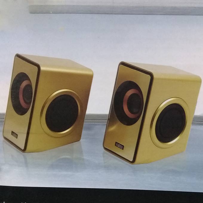 3D SOUND DOUBLE MINI MULTIMEDIA SPEAKER-GOLD