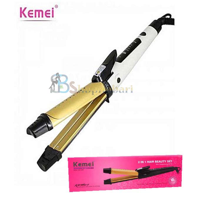 Kemei-2-In-1-Flat-Iron-Straightening-Irons-Hair-Curler-Hair-Salon-Styling-Tools-KM-1268