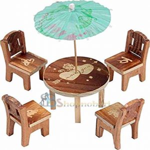 Wooden Mini Round  Table-Chairs Toy set for Kids