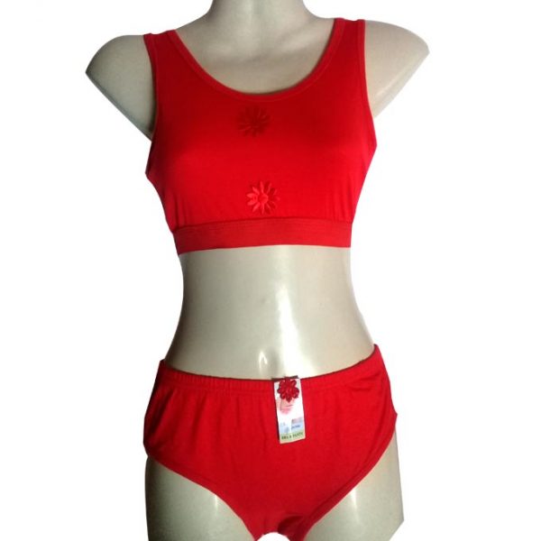 Princess Full Coverage Sports Bra and Panty Set-Red