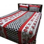 Double Size Cotton Bed Sheet with Matching 2 Pillow Covers