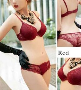 cotton-push-up-bra-Luxury-lace-sexy-red-wine-underwear