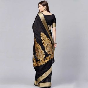 Fashionable-Silk-Saree-With-Blouse-Piece-For-Women-Black