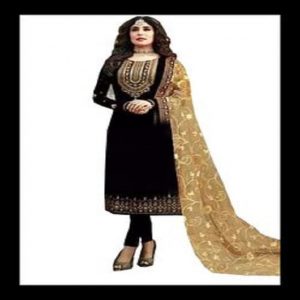 Unstitched Cotton Exclusive Block Printed Three Piece For Women-black