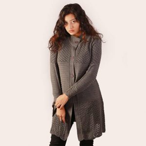 Grey-Ladies-Long-Sweater-Coat-Female-Sweater-Cardigan---Dm-03---Dks