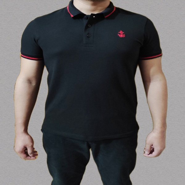 Mens short sleeve polo shirt black