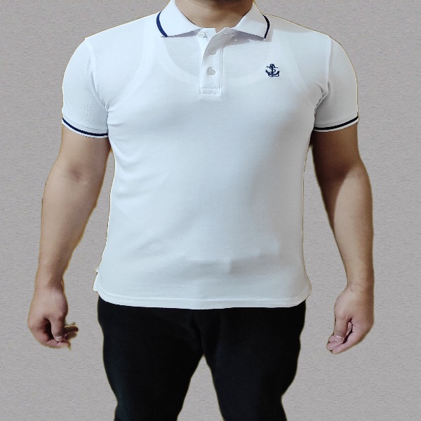Mens short sleeve polo shirt white
