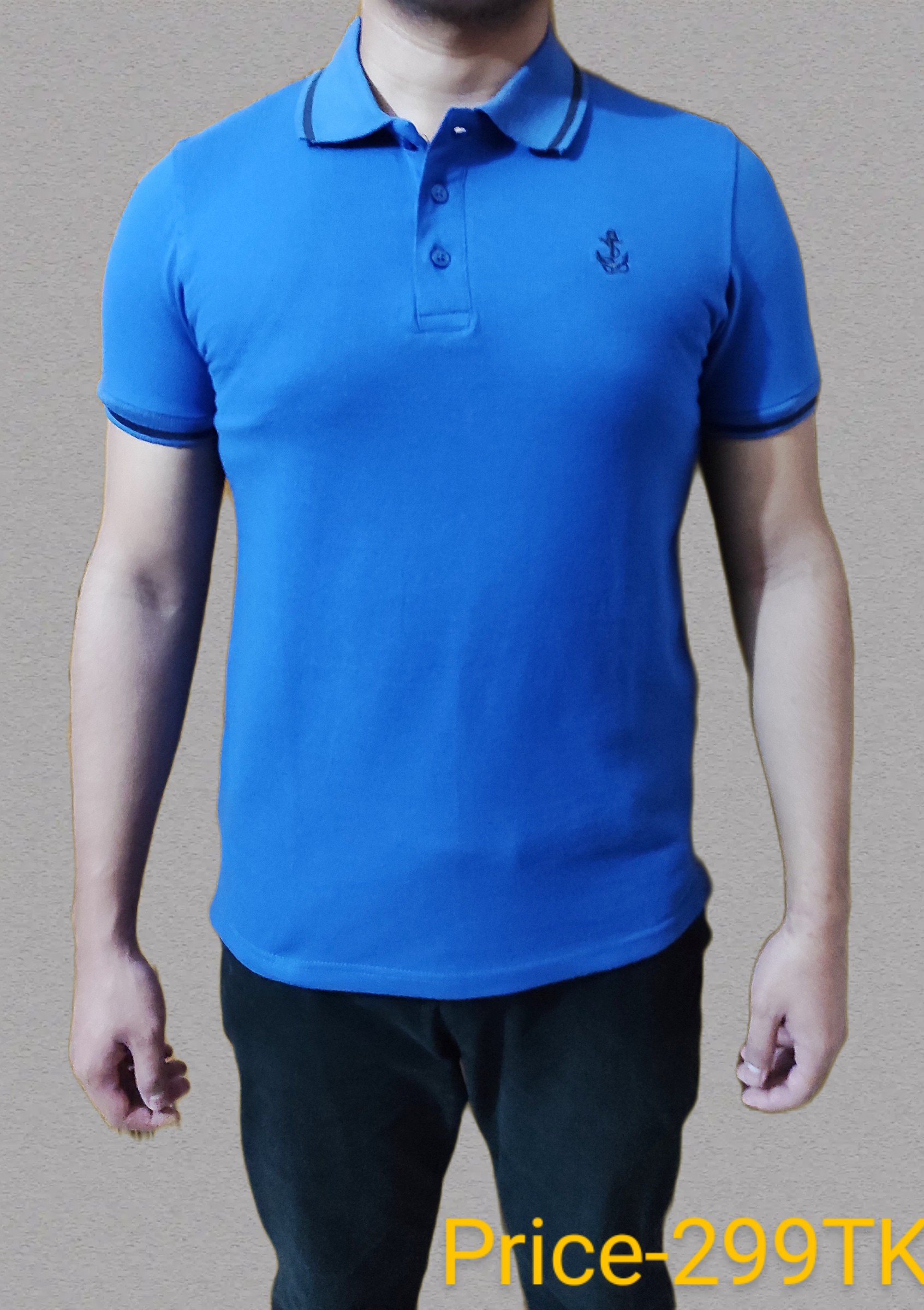 Mens short sleeve polo shirt royel blue