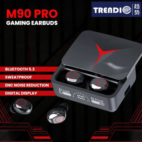 M90 Pro TWS Digital Display Earbuds