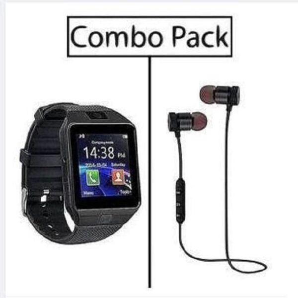 DZ09 ব্লুটুথ স্মার্ট ওয়াচ এবং স্টেরিও সুপার বাস ওয়্যারলেস ইয়ারফোন - WLB এর কম্বো