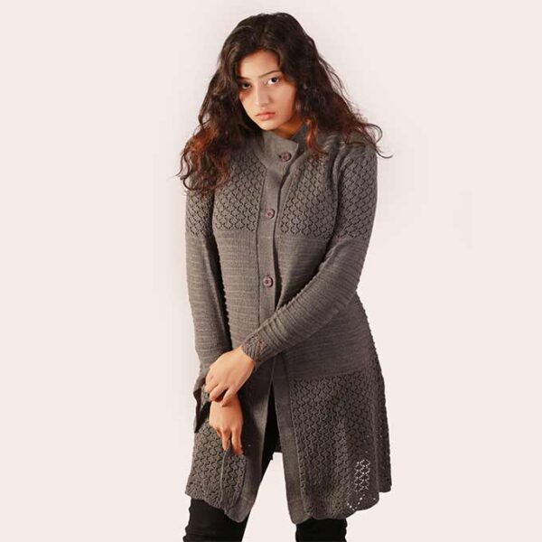 Grey Ladies Long Sweater Coat Female Sweater Cardigan